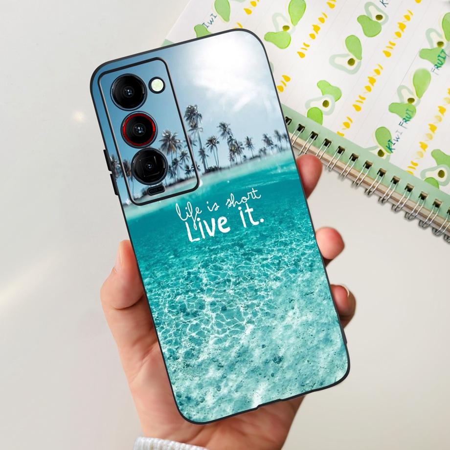 For Tecno Camon 18 P 18 Premier Camon18 Phone Case Capa Soft Liquid Silicone Bumper Etui Animals Flower Printed Funda Camon18
