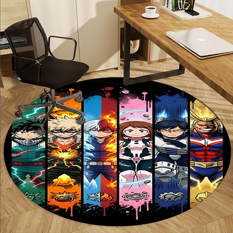 Demon Slayer Pattern Round Rug, Indoor/Outdoor Mat, for Picnic, Gameroom, Bedroom, Office, Living Room, Home Decor Carpet, Birthday Gift
