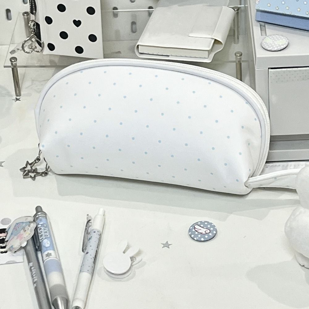 Polka Dot Pen Bag Shell Shape Pencil Pouch Multi Function Stationery Bag  School Office