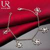 925 Sterling Silver Four Leaf Three Leaf Pendant Chain for Fashionable Wedding Jewelry