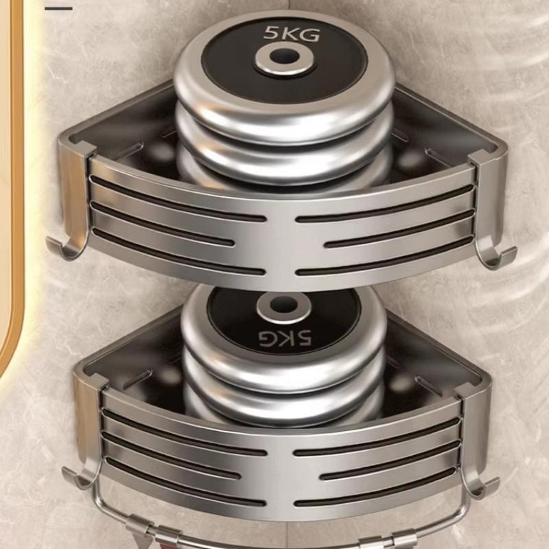 Алюминиевая настенная полка для ванной комнаты, без сверления, угловая полка для душа с крючком для полотенец, держатель для шампуня, кухонный органайзер