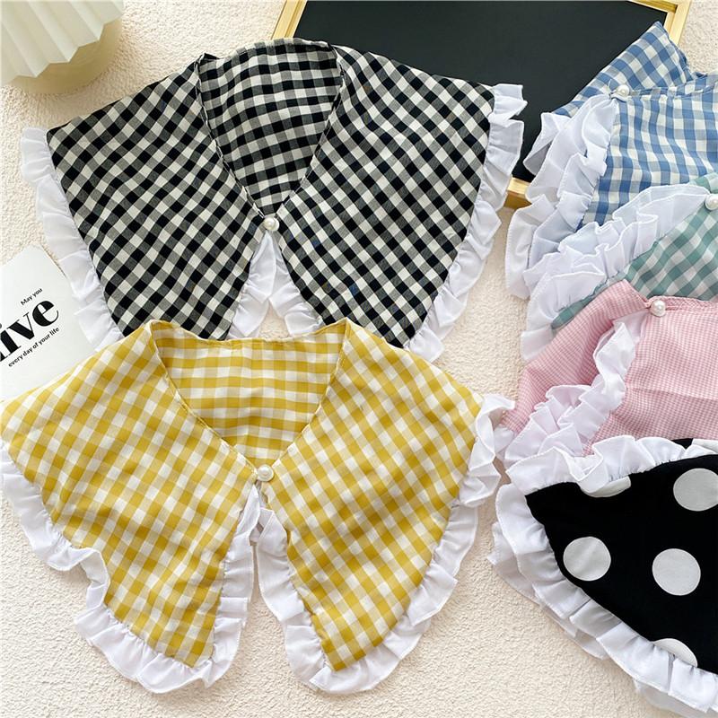 Клетчатый воротник в горошек, шарф для женщин, шейный платок, шарфы, рубашки, съемные воротники, блузки, свитера, шали, украшения, аксессуары