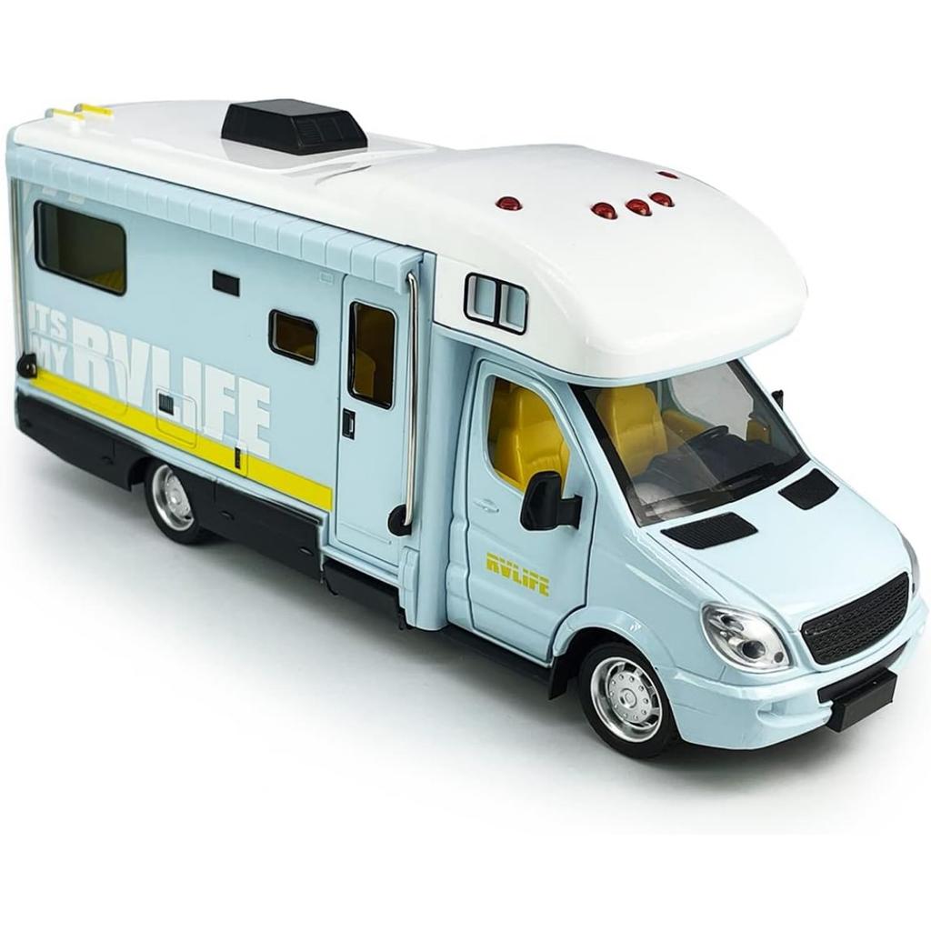 Camper RV игрушки для дома на колесах, литой под давлением металлический автомобиль, ролевые игры, модель с откатом, двери и навес автомобиля, открытый свет, звук, подарки на день рождения для детей ясельного возраста