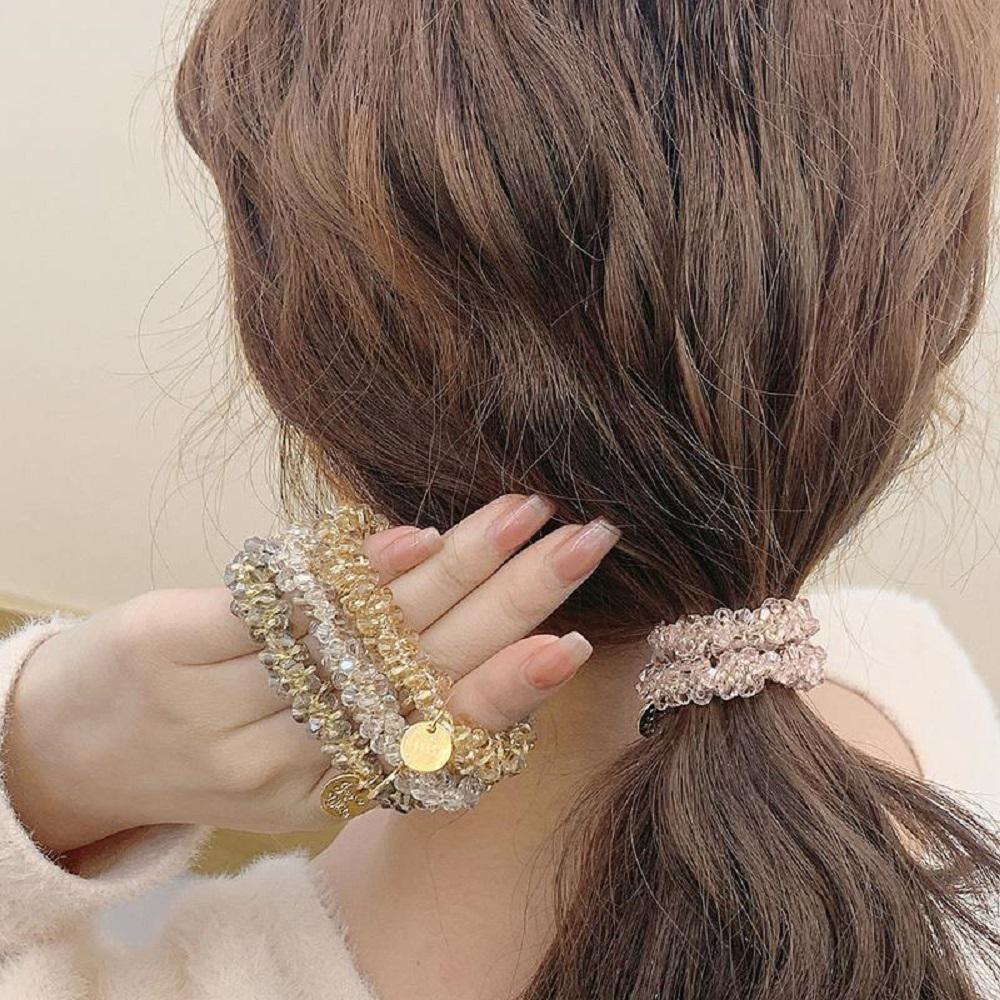 Hair Accessories Headband Girls Elastic Beads Rhinestone Pearl Headwear Hair Rings Hair Rope