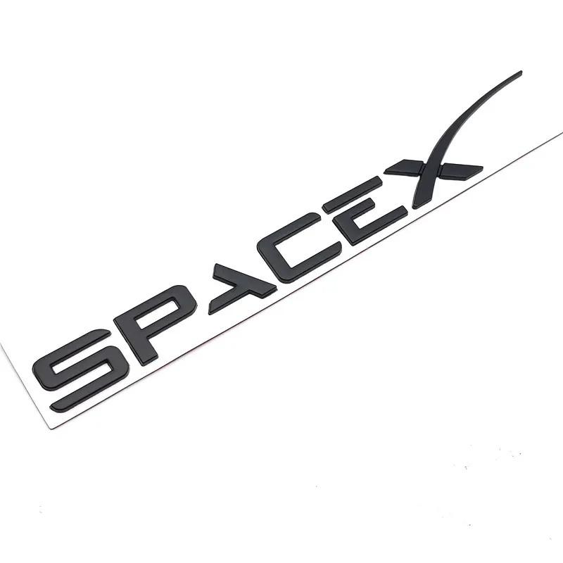 ALJ1 SpaceX Letters Sticker For Tesla Model 3 X Y S Tail Letter Label Emblem Car Accessories Stickers Logo Emblems Zinc Alloy SPACEX