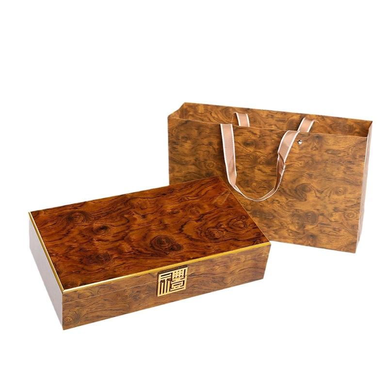 Golden Teak Wood Grain Gift Box Versatile Tea Leaves Box Elegant Wood Pattern Gift Box Perfect For Tea Lovers Premium Quality Tea Gift Packaging