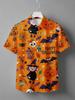 [Print Design - Not Textured] Halloween Men'S Short Sleeve Hawaiian Shirt Top Comfortable Breathable Fabric Lapel Digital Print 3D Fashion Full Print