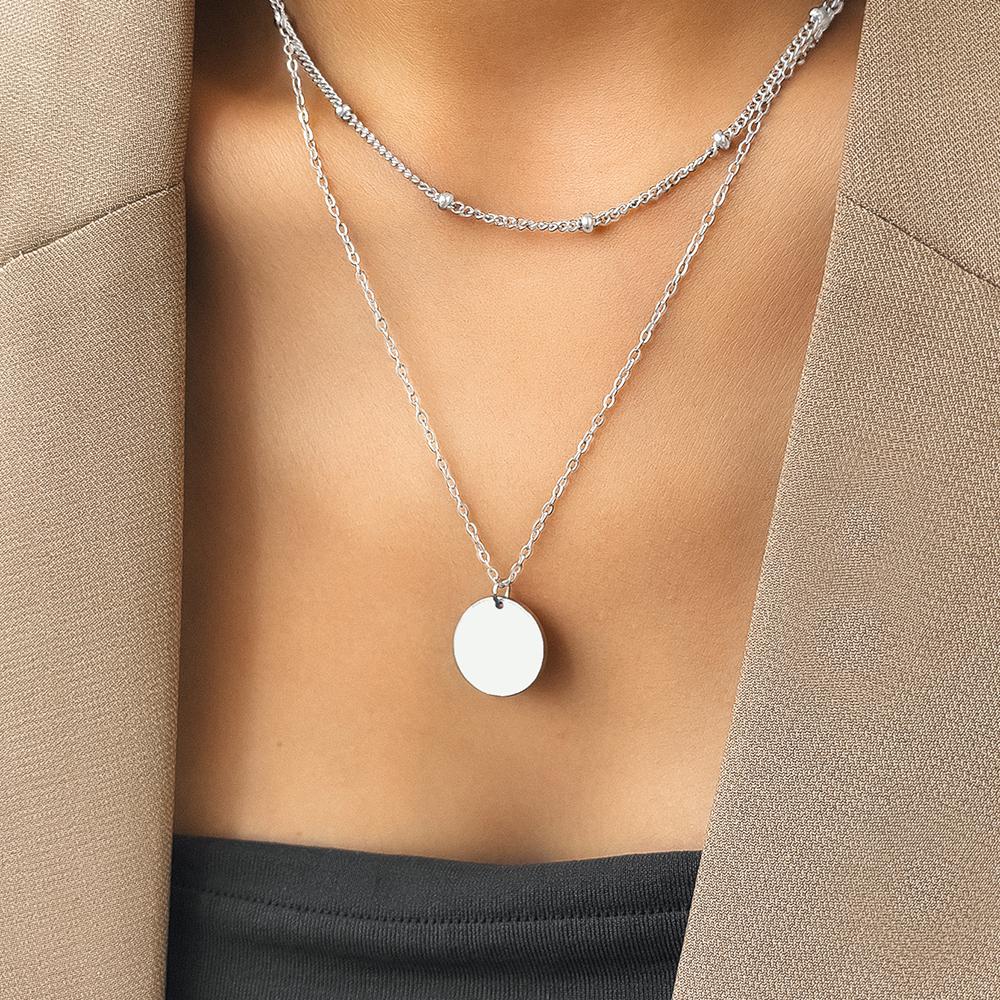 Ожерелья из нержавеющей стали Простая бисерная цепочка Перекрывающаяся лента Цепочка для ключиц Изысканное ожерелье для женщин Циркон Богиня Подарки Новинка