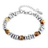 Stainless Steel Bracelet Natural Yellow Tiger Eye Stone For Men And Women 