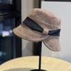Осень и Зима Бархатная Утолщенная Теплая и Защищающая от Холода Шляпа-Ведро Новый Стиль Однотонная и Универсальная Шляпа Рыбака