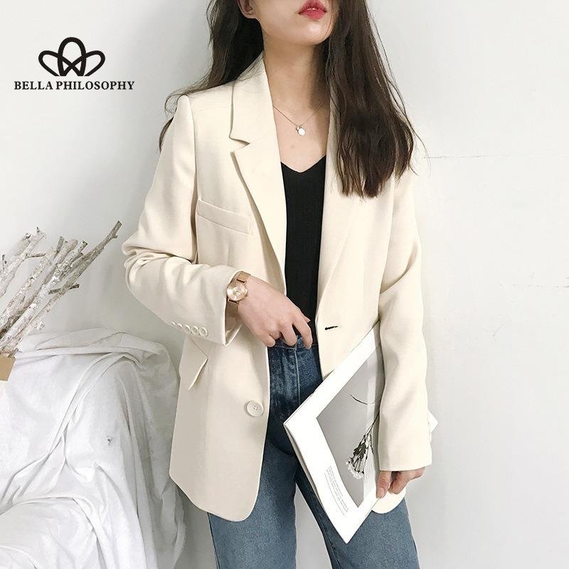 New Spring Autumn Solid Color Simple Blazer Coat Female Korean Style Casual Loose Spring Autumn Blazer