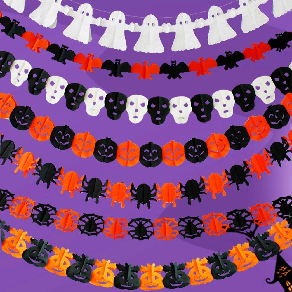 Ghost Ghost Paper Banner Bat Pumpkin Skull Pendant 7 Styles Halloween Paper Latte Art Scene Layout