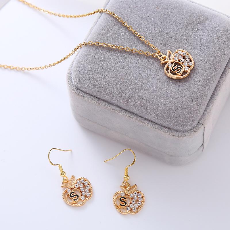 Комплект из колье и серег 'Рождественское яблоко' из 18-каратного золота с бриллиантами для женщин - Европейская и американская модная бижутерия