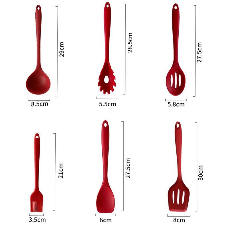 10Pcs Silicone Kitchenware Non-stick Cookware Spatula Shovel Kitchen Accessories Cooking Tool Utensils Set Ladle Egg Beaters