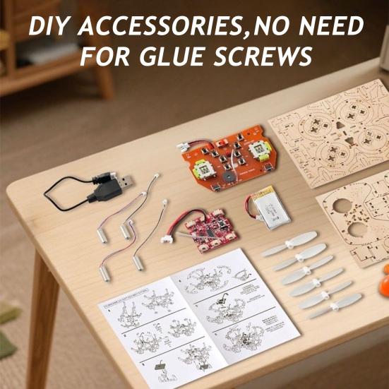 Деревянная модель-головоломка Дрон Ручная сборка Набор для сборки Пульт Управление Дроном для Детей Набор DIY Взрослые Мини RC