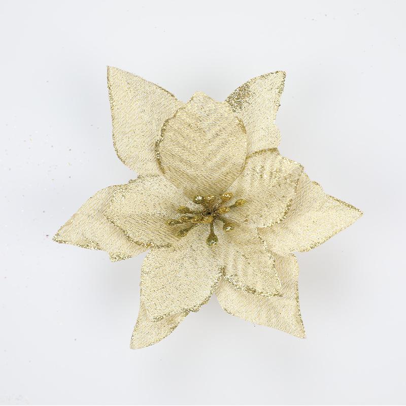 10pc Big Flower Head Glitter Christmas Tree Ornament