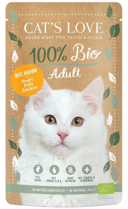 Cat' Love | 100% Organic | Cat Sachet 100G - Adult | Organic Chicken - Organic Chicken in Natural Jelly 100G