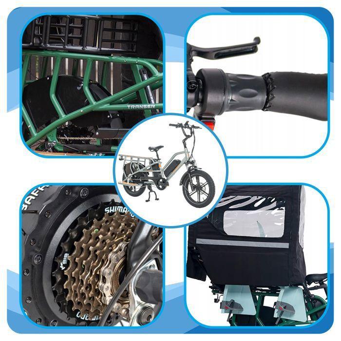 Vélo cargo électrique - JOBOBIKE - Transer - 250 W - Batterie 15 Ah - Vitesse 25 km/h - Gris