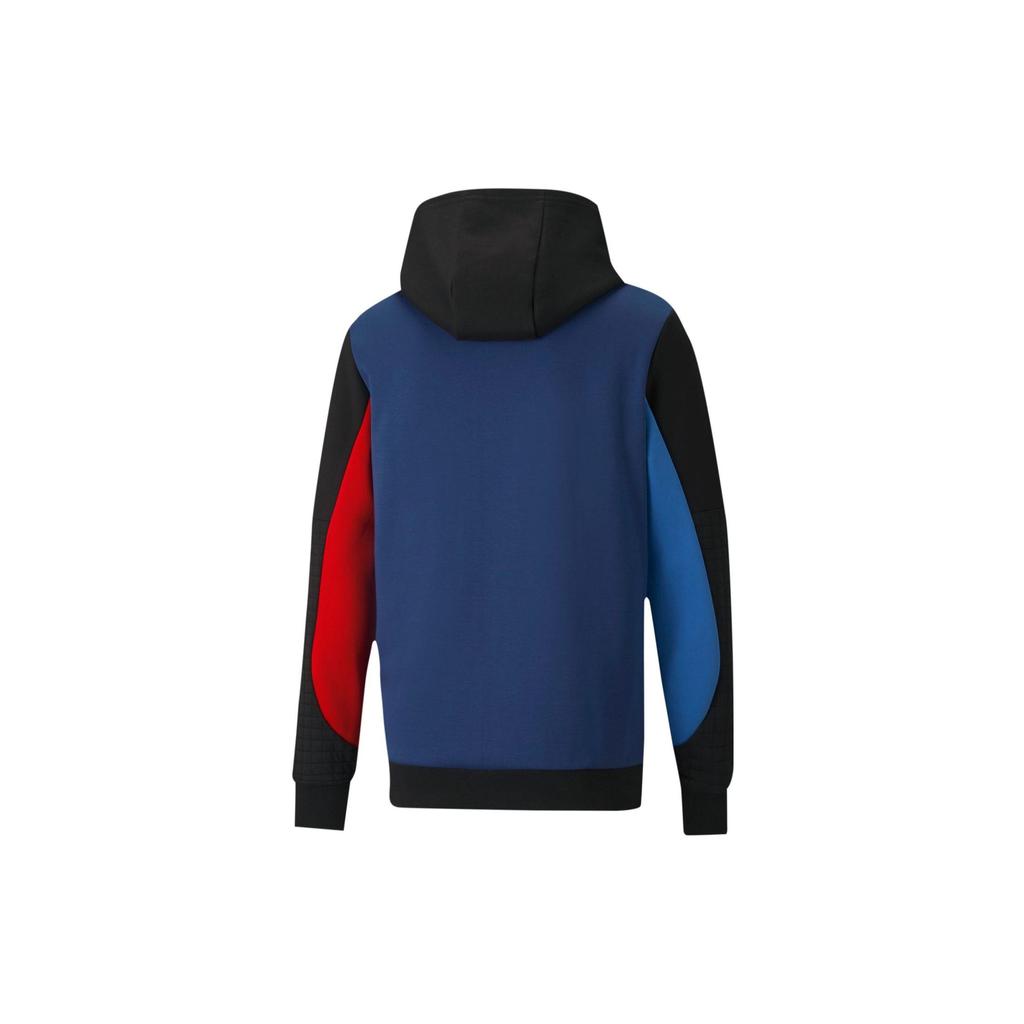 Puma BMW Motorsport Logo Patchwork Drawstring Zip Hoodie Jacket Men Outerwear Sky-Blue 531187-04