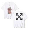 1149 Off-White 2025 Spring/Summer New Monster Arrow Pattern Round Neck Hooded Short Sleeved Men's and Women's T-shirts