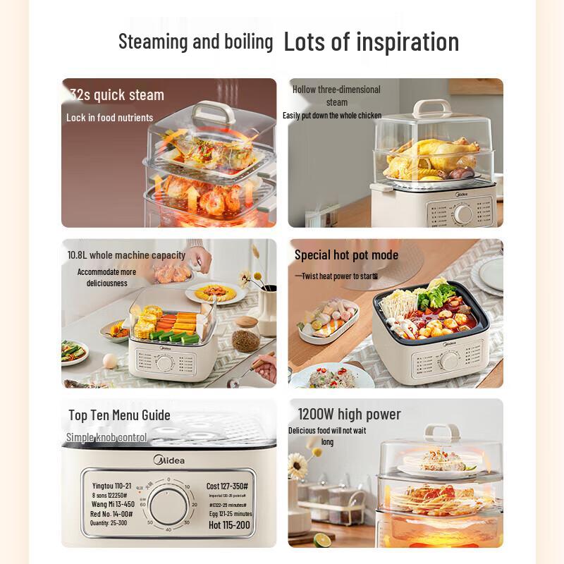 Midea 10.8L 3-Layer Electric Food Steamer