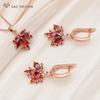 Trendy Rose Gold Color Red Maple Leaf Drop Earrings Jewelry Sets For Women Wedding Zirconia Pendant Necklace
