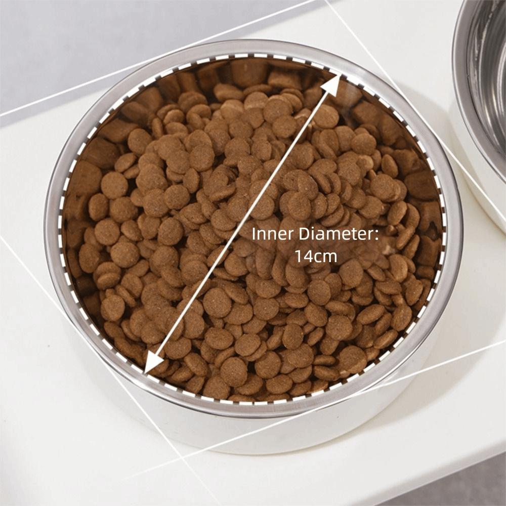 Double Bowl Design Cat Food Plate 8.5cm Lifting Height Pet Feeding Bowl  Pet Supplies