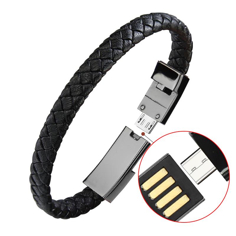 Type-C / Lightning / Micro USB портативный кожаный браслет зарядное устройство кабель для зарядки данных линия синхронизации для iPhone ipad Samsung Huawei Xiaomi Redmi oppo vivo