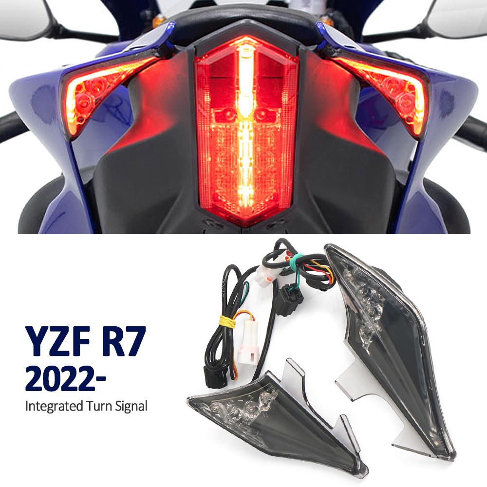 Задний фонарь для мотоцикла Yamaha YZF R7 YZFR7 YZF-R7 2022-2025 Интегрированный светодиодный задний указатель поворота, индикатор, мигалка, стоп-сигнал