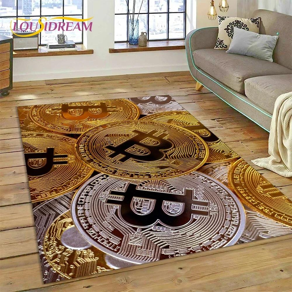 3D Ковер Bitcoin Виртуальная Валюта NFT для Спальни Гостиной Дома Декор Дивана, Детская Игра Большой Декоративный Напольный Коврик
