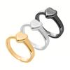 Retro Ring Pure Color Polished Titanium Steel Heart Surface Knuckle Ring Simple Style Multi Sizes Anti-Rust Thumb Ring Lightweight Finger Jewelry