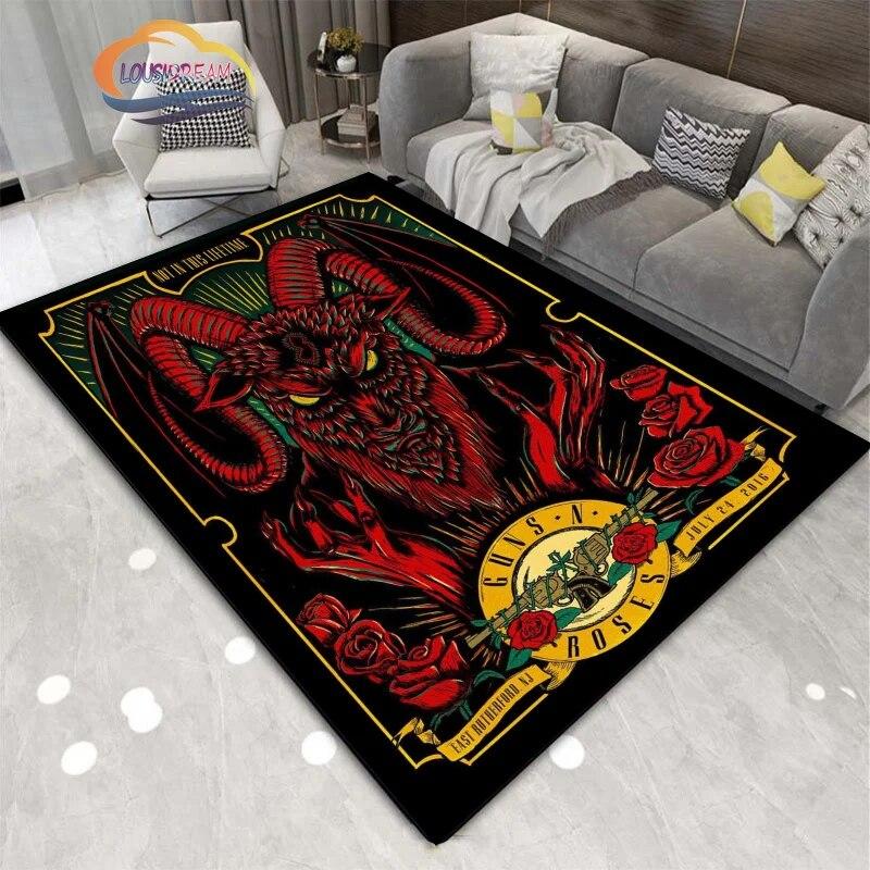 Demon Goat Baphomet carpet-Satanic Skull Inverted Pentagram Area Rug-Gothic Satanic Rug-Living Room Bedroom Decorative Floor Mat