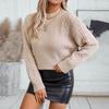 Sweater Solid Color Twist Knit Sweater Loose Half Turtleneck Sweater Women