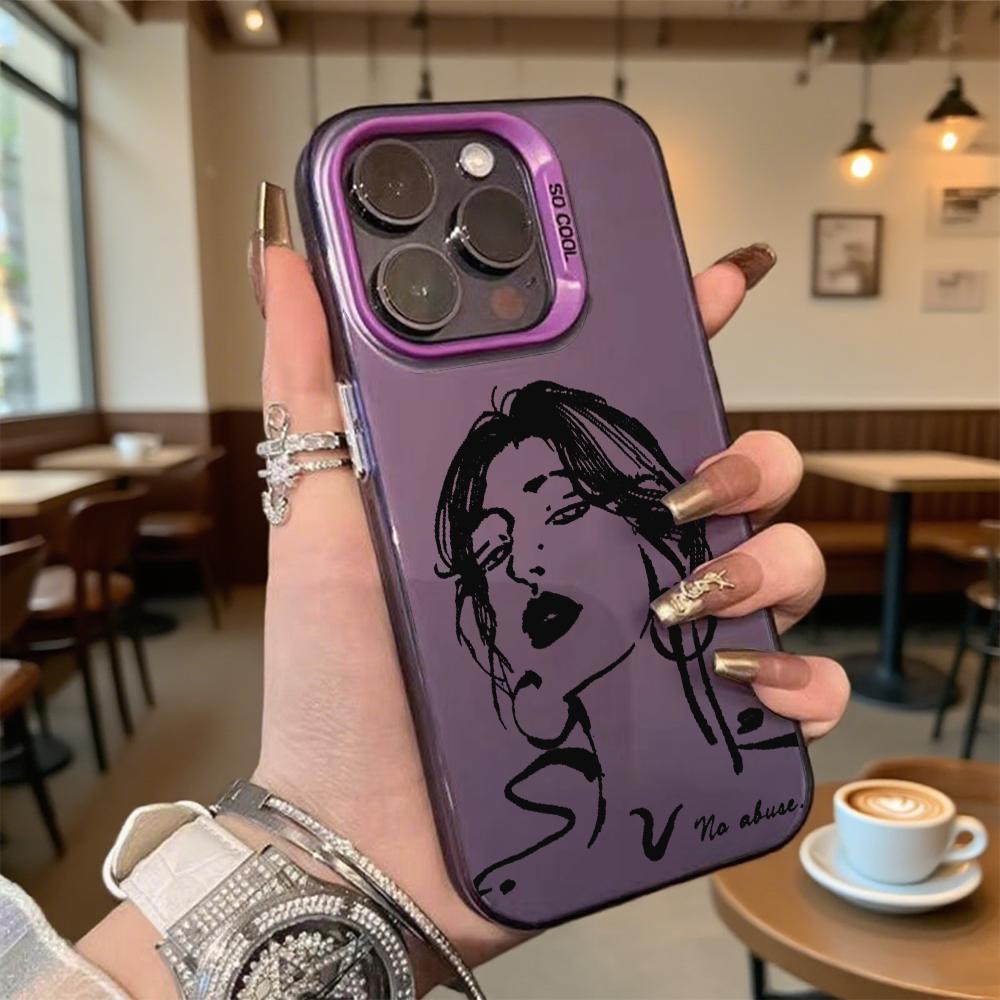 Чернильный эскиз женщины Жесткий чехол для телефона для Iphone 16 15 14 13 12 11 Pro Max Mini Ударопрочный Защитный чехол от царапин