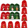 6/8/12Pcs Cartoon Patterned 2025 Velvet For Party Favors Drawstring Gift Bags Red Green Christmas Candy Bag Packaging Bags