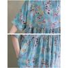 DIMANAF Plus Size 2025 Summer Long Dress Women Basic Linen Vintage O-Neck Beach Casual Dress Loose Dress Floral