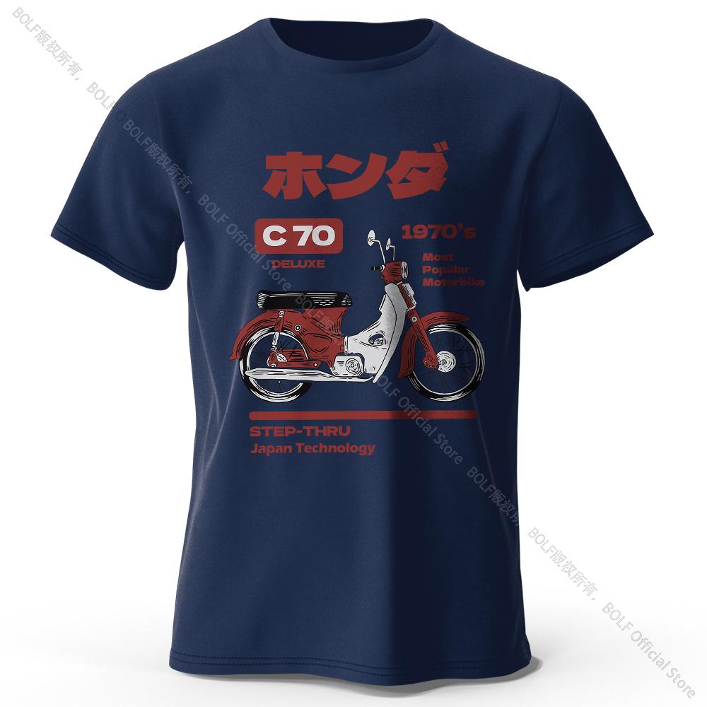 Japanese Retro Motorcycle Print 100% Cotton T-Shirt, Soft & Breathable Round Neck Short Sleeve Tee Unisex VintageStyle One Piece
