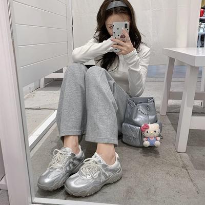 [Су Иинь] Новый цвет здесь~ Увеличена внутренняя высота полумесяца, кружевные жемчужные повседневные туфли для моральной подготовки, женские Forrest Gump s