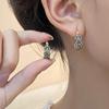 Vintage Luxury Black Diamond Earrings Versatile and Exquisite Full Diamond Earrings