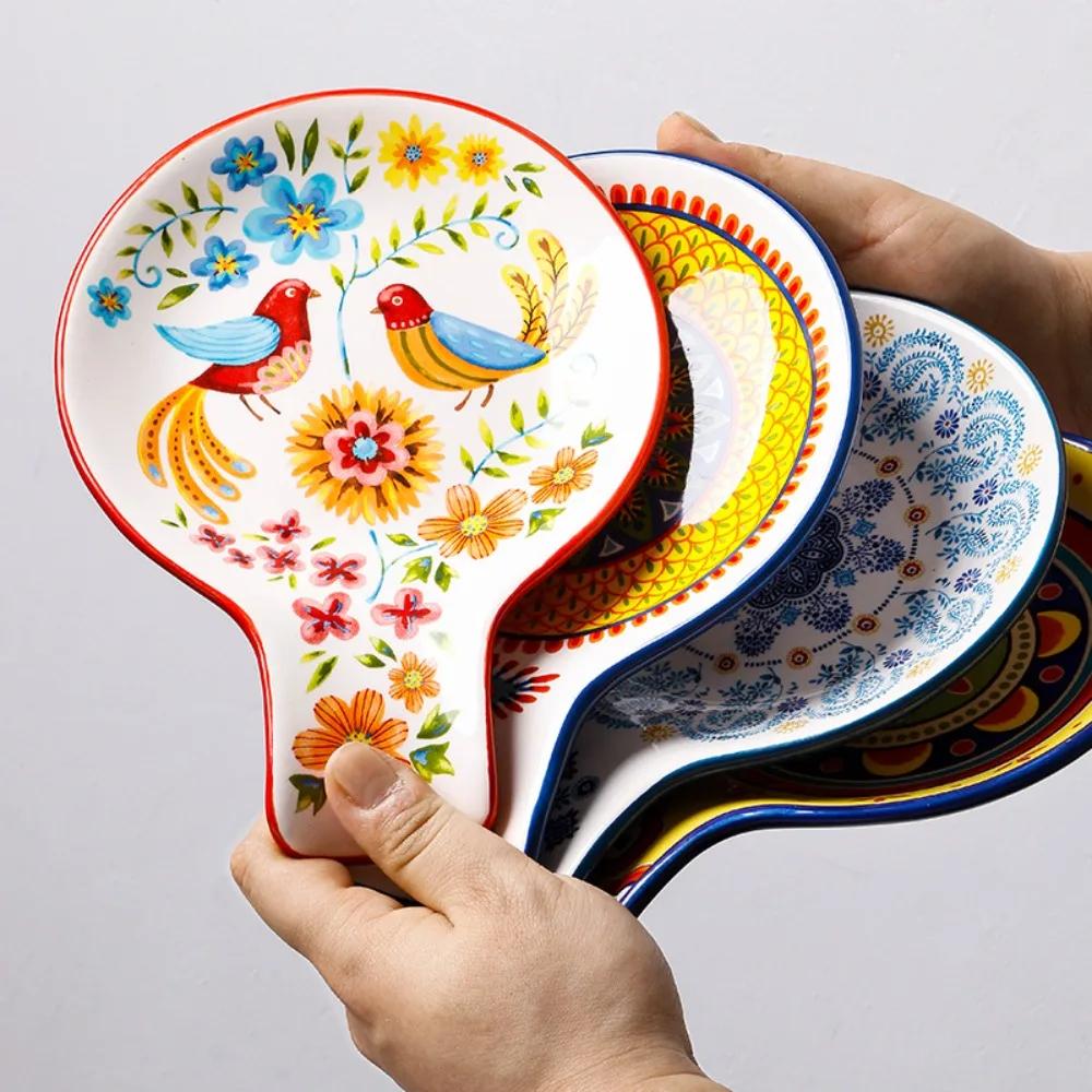 Ceramic Spoon Rest Irregular Snack Plate Modern Simplicity Household Spoon Shaped Snack Dishes Kitchen European-style Tableware