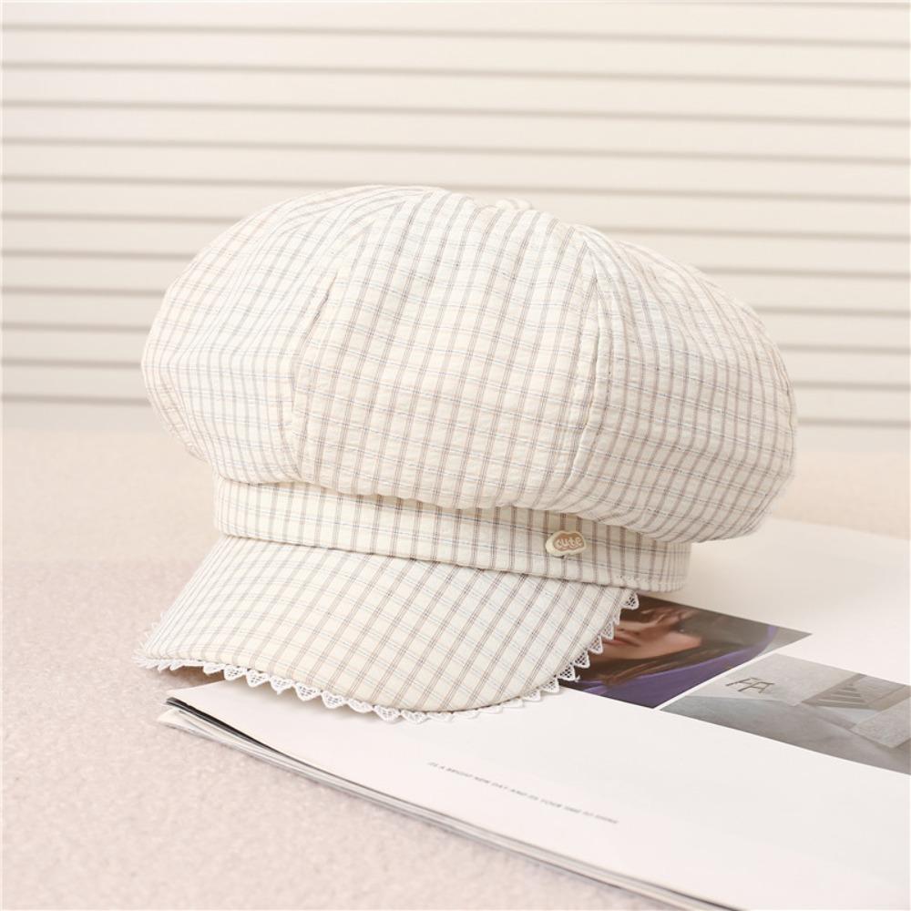 Тонкие клетчатые береты Y2k восьмиугольная шляпа новые кепки газетчика уличные