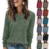 Sweatshirts For Women Pullover Casual Round Neck Knit Solid Color Tops