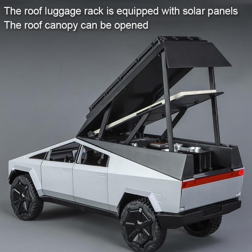1/32 Комплект модели пикапа Tesla RV, сплав для внедорожников, модель автомобиля, литая под давлением металлическая игрушка, модель грузовика, имитация звукового света, с RV