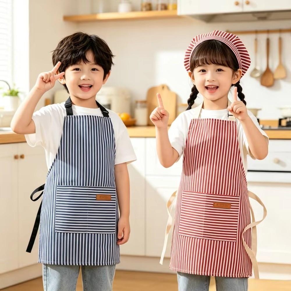 Cotton Linen Cooking Apron Adjustable Neck Painting Apron Unisex Design Kitchen Apron for Kids