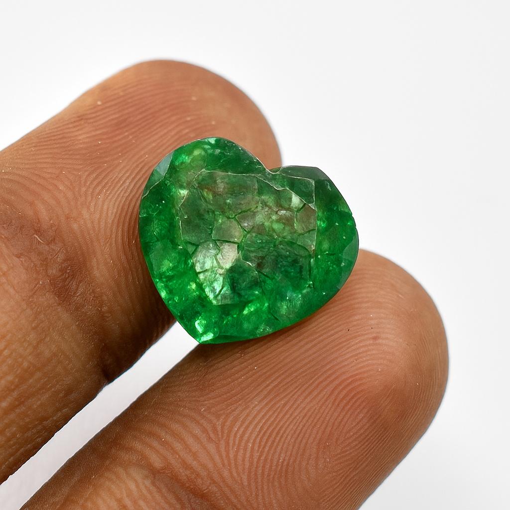 9.95 Ct Heart Cut Natural Colombian Green Emerald Loose Gemstone