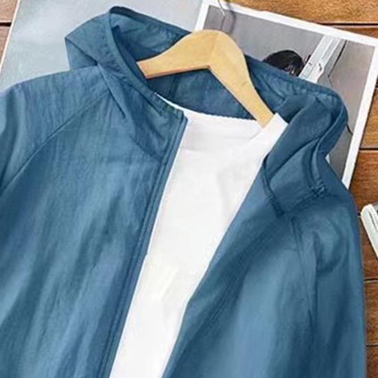 Мужская солнцезащитная куртка Yousheng с эластичными манжетами, капюшоном, молнией, дышащая, защита от солнца, верхняя одежда, легкая, универсальная