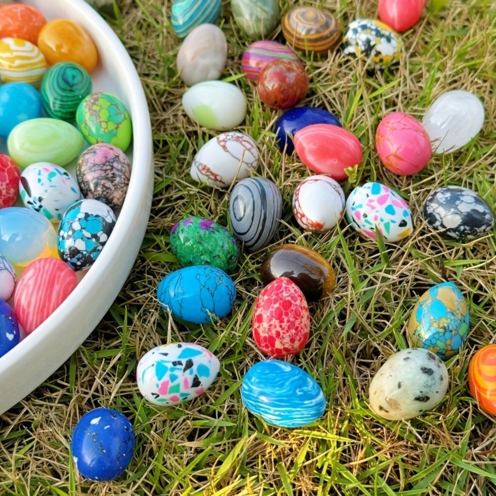 10pcs Natural Polished Stone Egg Mini Egg Craft Home Decoration Easter Decoration Egg Kids