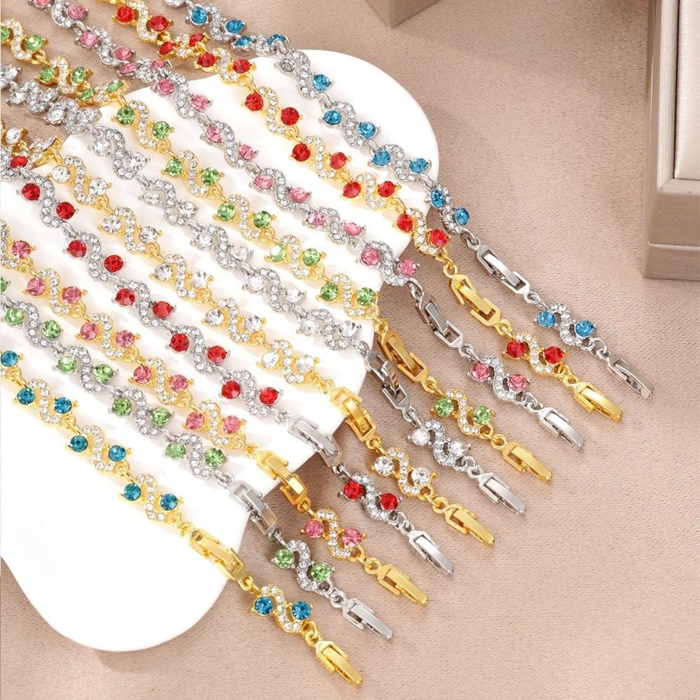 Colorful Rhinestone Bracelet Shining Zircon Bracelet Fashion Women Bracelet Wedding Jewelry