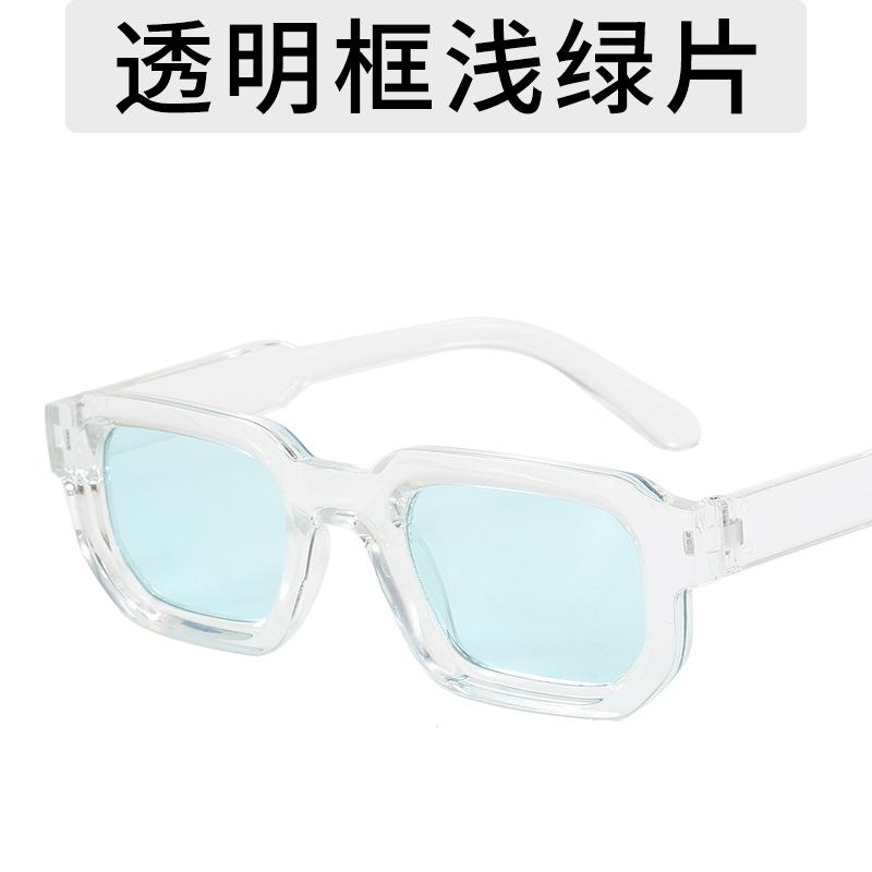 Летние прозрачные солнцезащитные очки голубого цвета с квадратной оправой, простые солнцезащитные очки с пластиковыми зубами