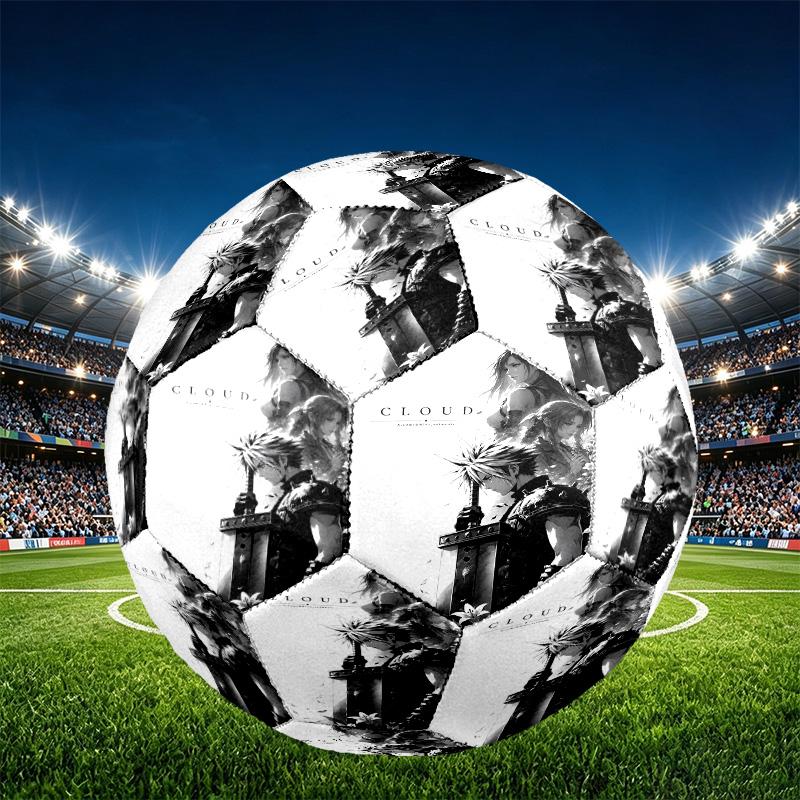 Final Fantasy Print Size 5 Soccer Ball, PU Wear Resistant Football for Match Training and Daily Practice, Birthday Gift for Soccer Fans